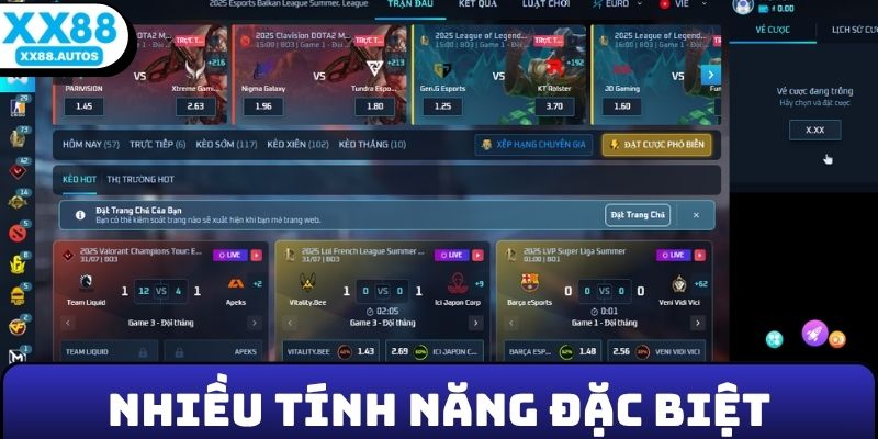 ESports XX88 cung cấp nhiều tính năng đặc biệt