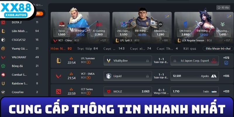 Người chơi được cung cấp thông tin nhanh nhất