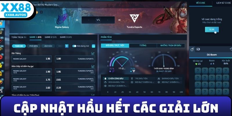 Nhà cái cập nhật hầu hết các giải lớn
